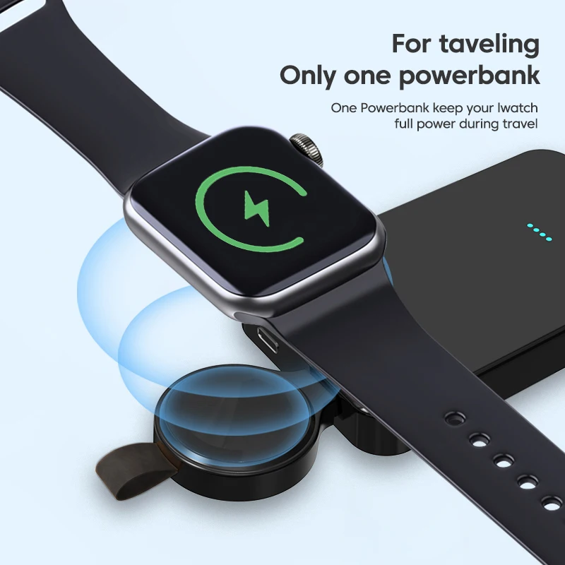 Mini Carregador Magnético Portátil Sem Fio para Apple Watch, Carregamento Tipo C para iWatch, Carregadores de Relógio, 8, 7, 6, 5, 4, SE, 3, USB Tipo C, 44 milímetros, 40 milímetros