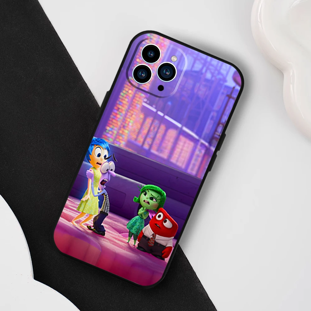 MINISO Inside Out 2Phone Case For Samsung S23 S22 ULTRA A22 A71 Black Soft Silicone Cover image 5