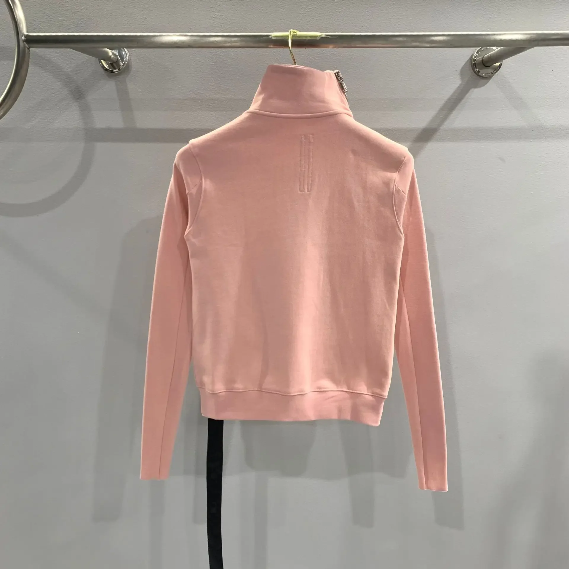 أعلى جودة الظلام نمط عالية الرقبة القطن البلوز سترة المرأة عارضة الأزياء الستر الإناث أعلى جودة هوديس #2