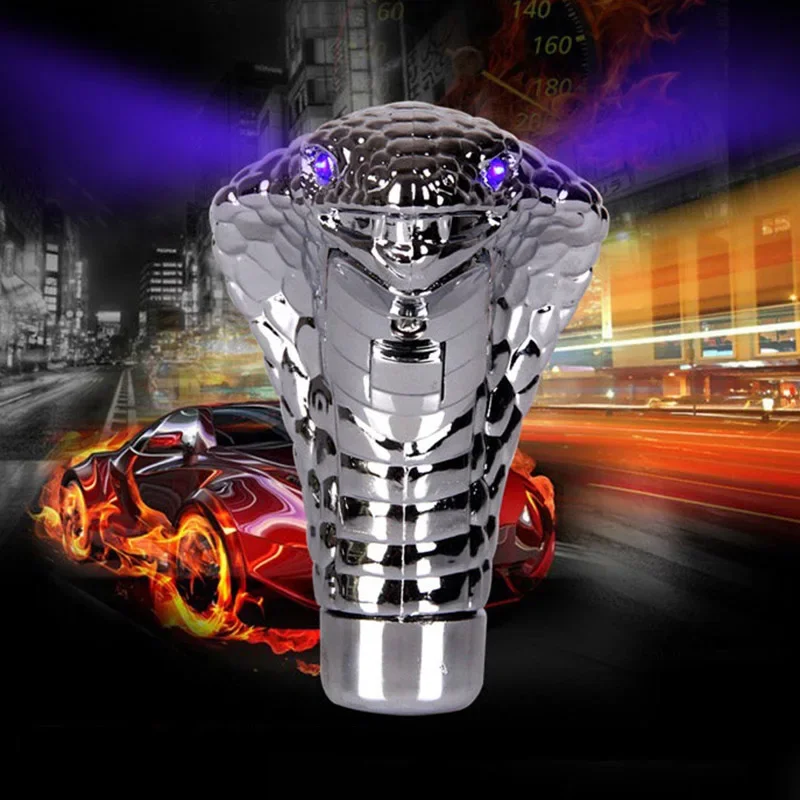 Universal Car Manual Gear Shift Knob Stick Led Eyes Chrome Cobra Snake Cool Shift Lever High Quality Plating Comfortable Feel