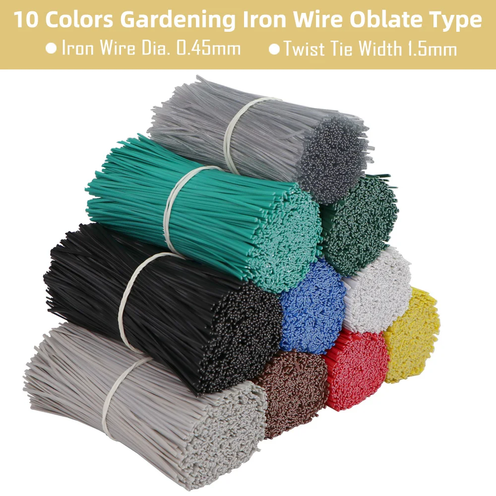 Bridas para cables de jardín de 10 colores, 100 Uds., bridas de alambre de hierro oblato reutilizables para plantas de flores, vides trepadoras,