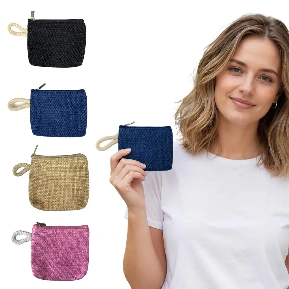 Women Coin Purse, Fabric Mini Change Key Wallet, Portable Small Zippered Pouch for Coins Cash Cards Lipstick Keys