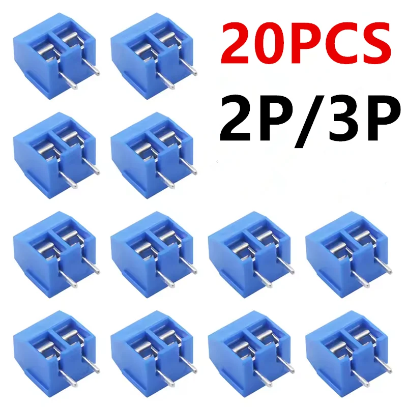 20PCS PCB Terminal Block Connector Pitch 5.0mm KF301 Straight Pin 2P 3P Screw PCB Terminal Blocks Connector Assortment Kit