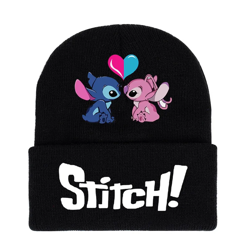 Sombreros de punto con estampado de dibujos animados de Disney Stitch para hombre y mujer, gorros de gorro de invierno, envoltura de cabeza de Hip Hop Y2k, gorros cálidos de tendencia, regalos