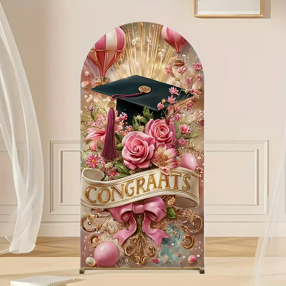 

Arched Graduation Theme Customized Student Graduation Night Party Banner Offer Portrait Photo Photography Studio Prop Background