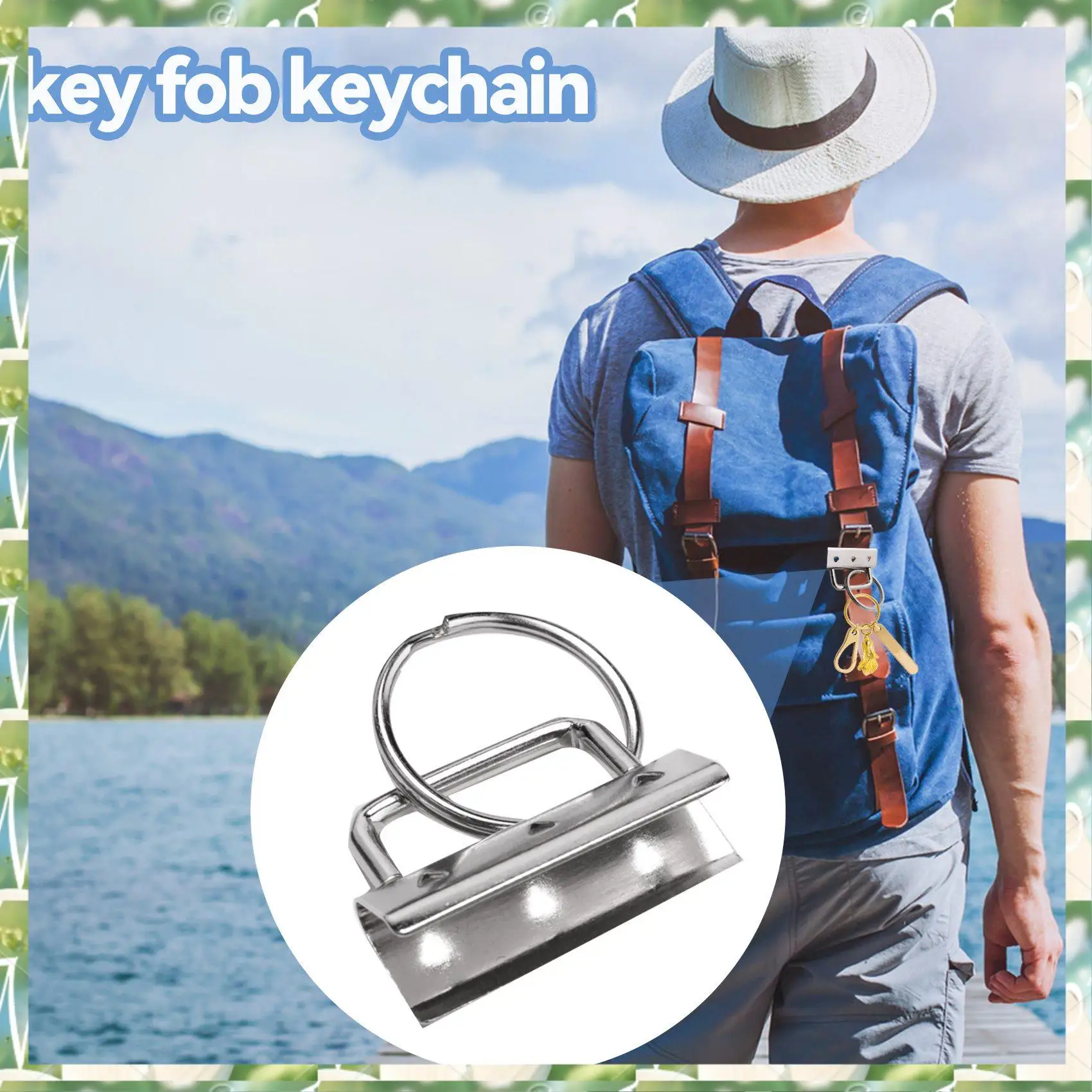 

FIZP 50Pcs Key Fob Hardware With Split Rings Set Tail Clips For Wristlet Clamp Lanyard Keychain DIY Tool With Ring