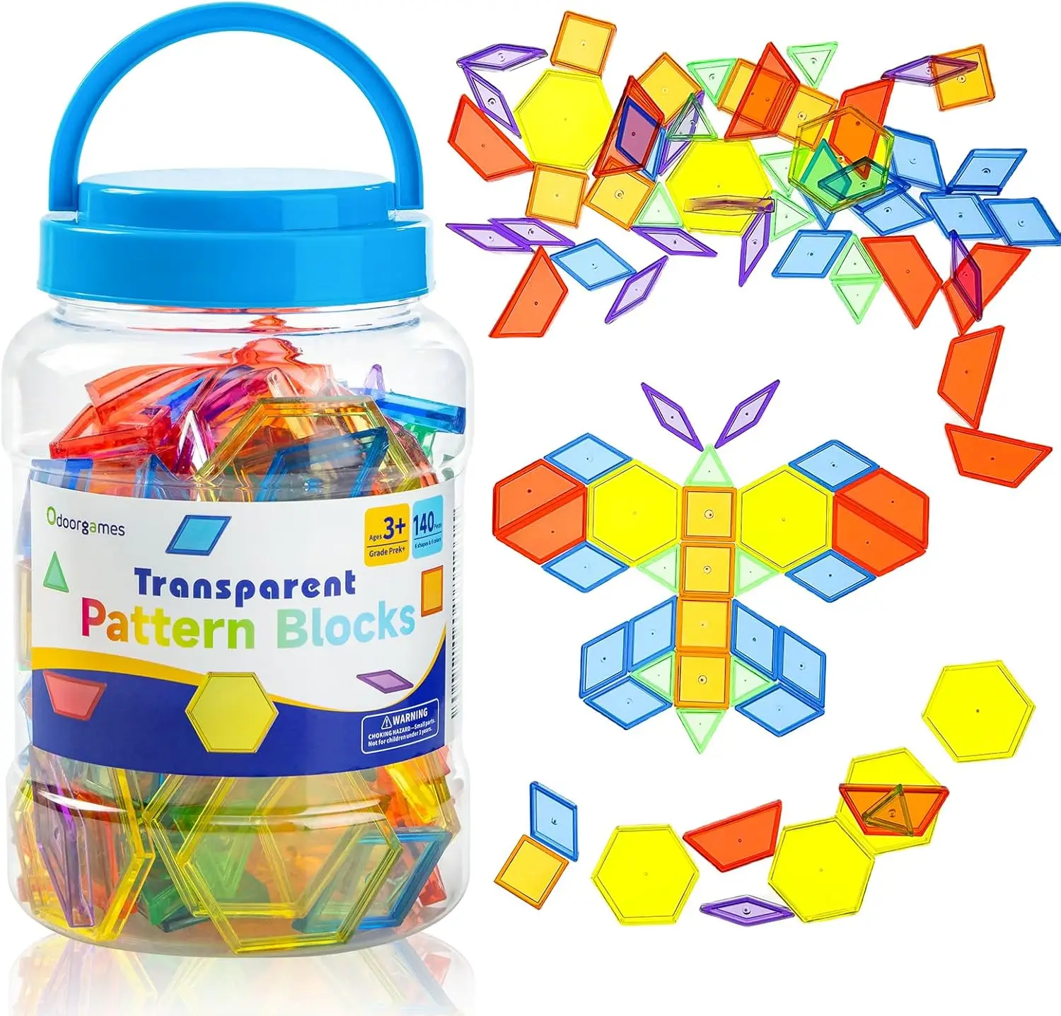 

140 Pcs Translucent Pattern Blocks - Educational Light Table Manipulatives and Accessories - Fun and Engaging Geometric Shapes