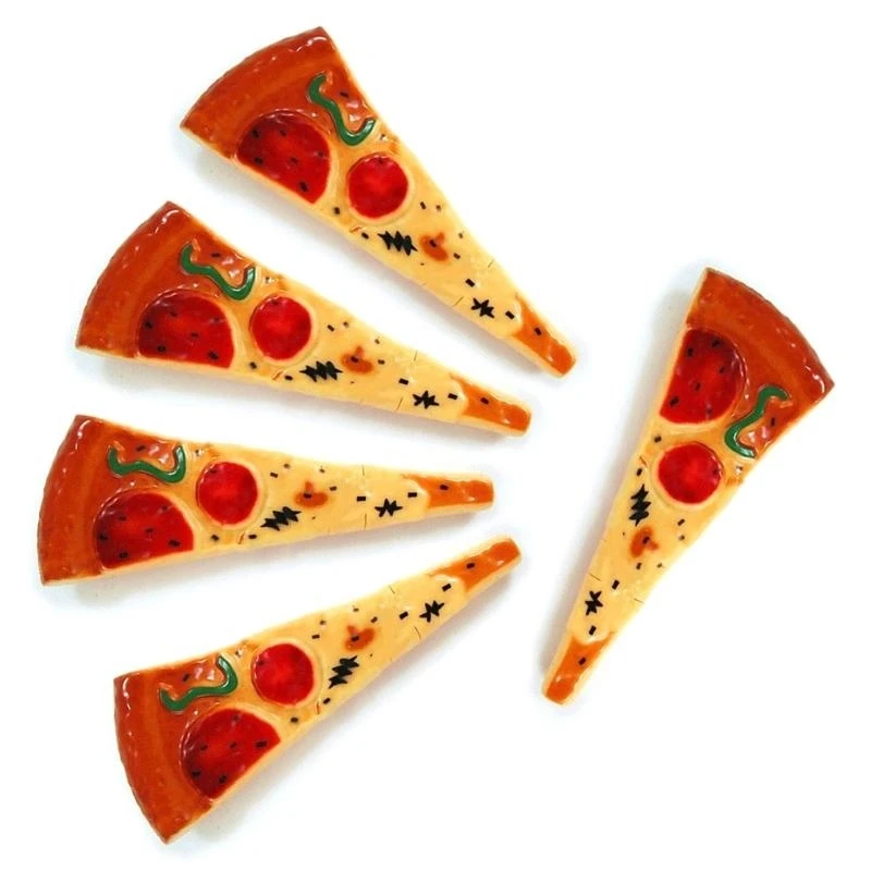 5 Pcs Pizza Shaped Ballpoint Pen with Sticker Pen Smooth Writing Pen School Supplies for Students K92C
