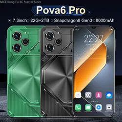 2024 New Original Pova 6 Pro Flagship Global Edition AI Smartphone 5G+ Dimensity 9200 7.3-inch 22G+2TB 50+108MP Android 14 NFC