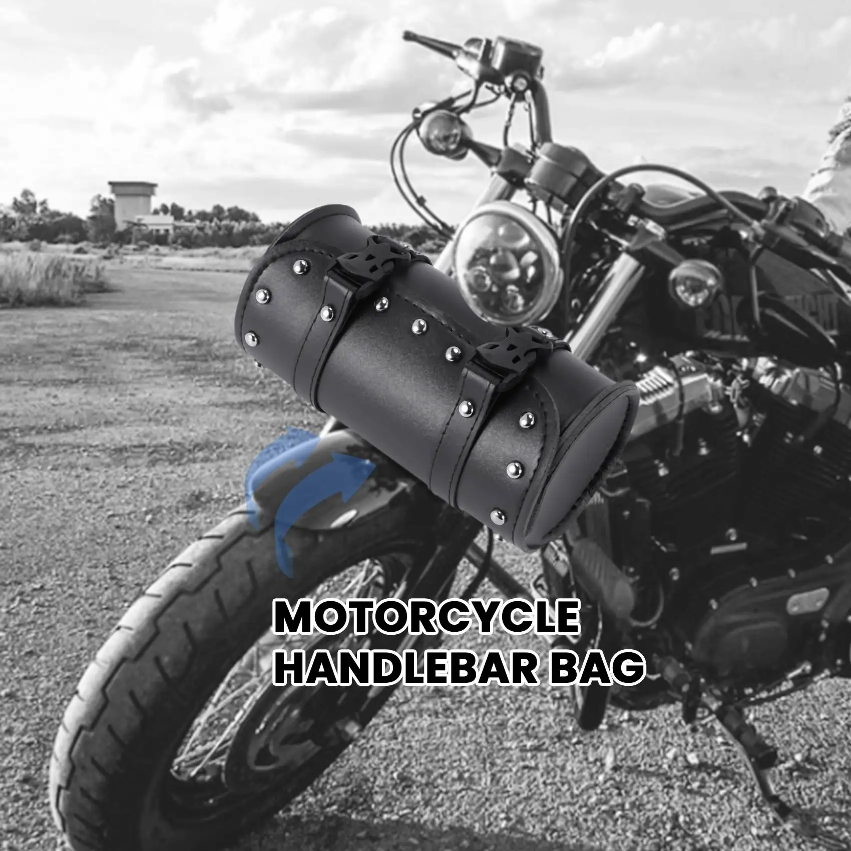 A30P-Motorcycle Leather Universal Tool Round Roller Saddle Bag Fork For Travel Suitcase