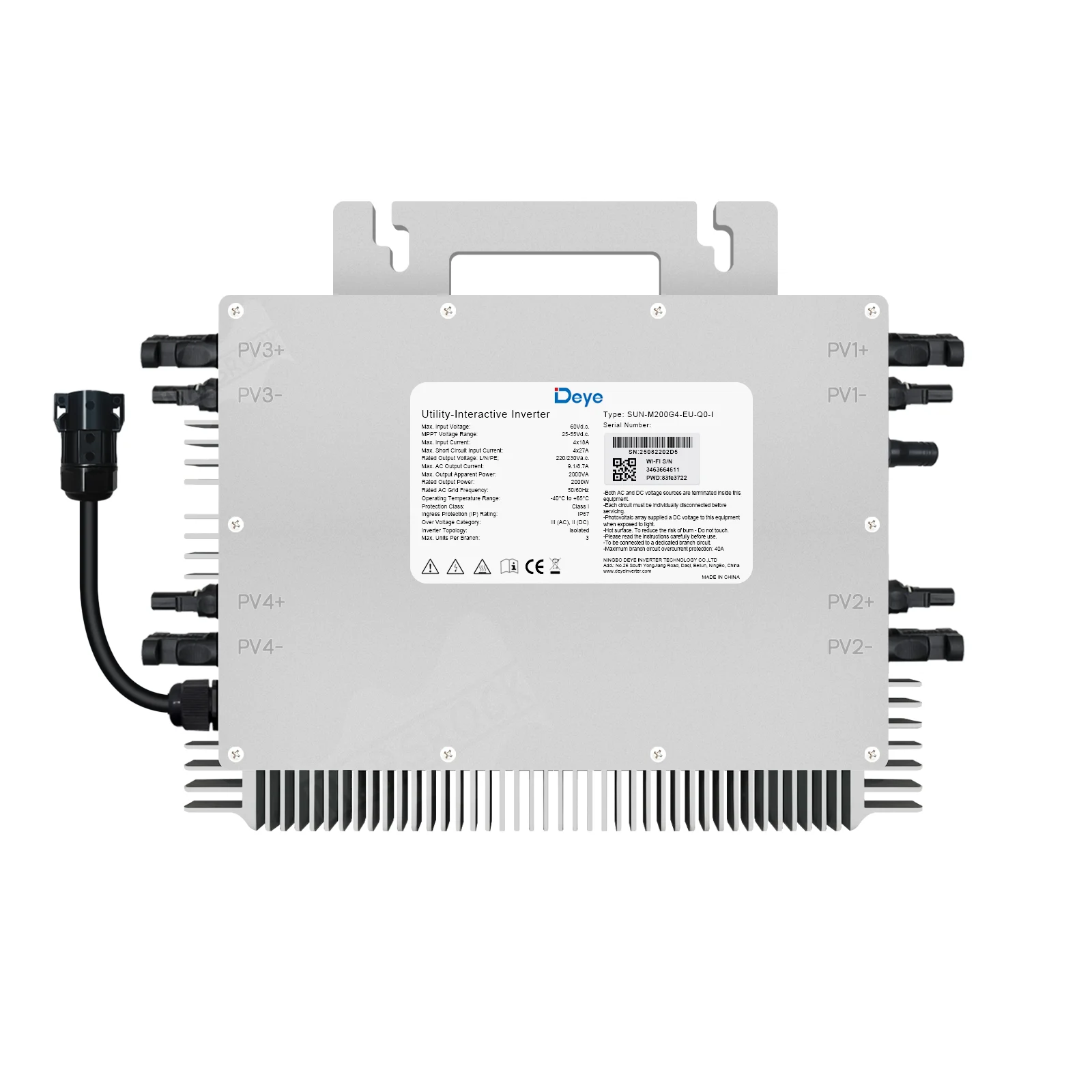 Deye 2000W MPPT Solar-Mikrowechselrichter DC 20–60 V Rückfluss-Schutzfunktion, unterstützt 4 × 210–700W PV-Module, IP67, einfache Installation – Detail 11