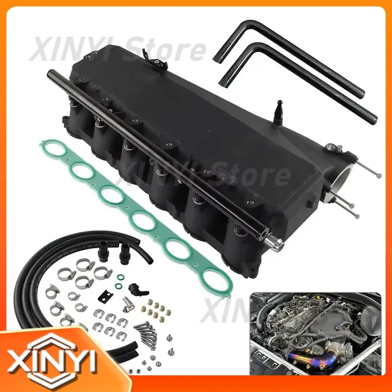 Charge Air Cooler Bar Plate Intercooler Top Manifold Kit for BMW Gen1 B58 M140i M240i 340i Toyota A90 A91 2015-2020 Black