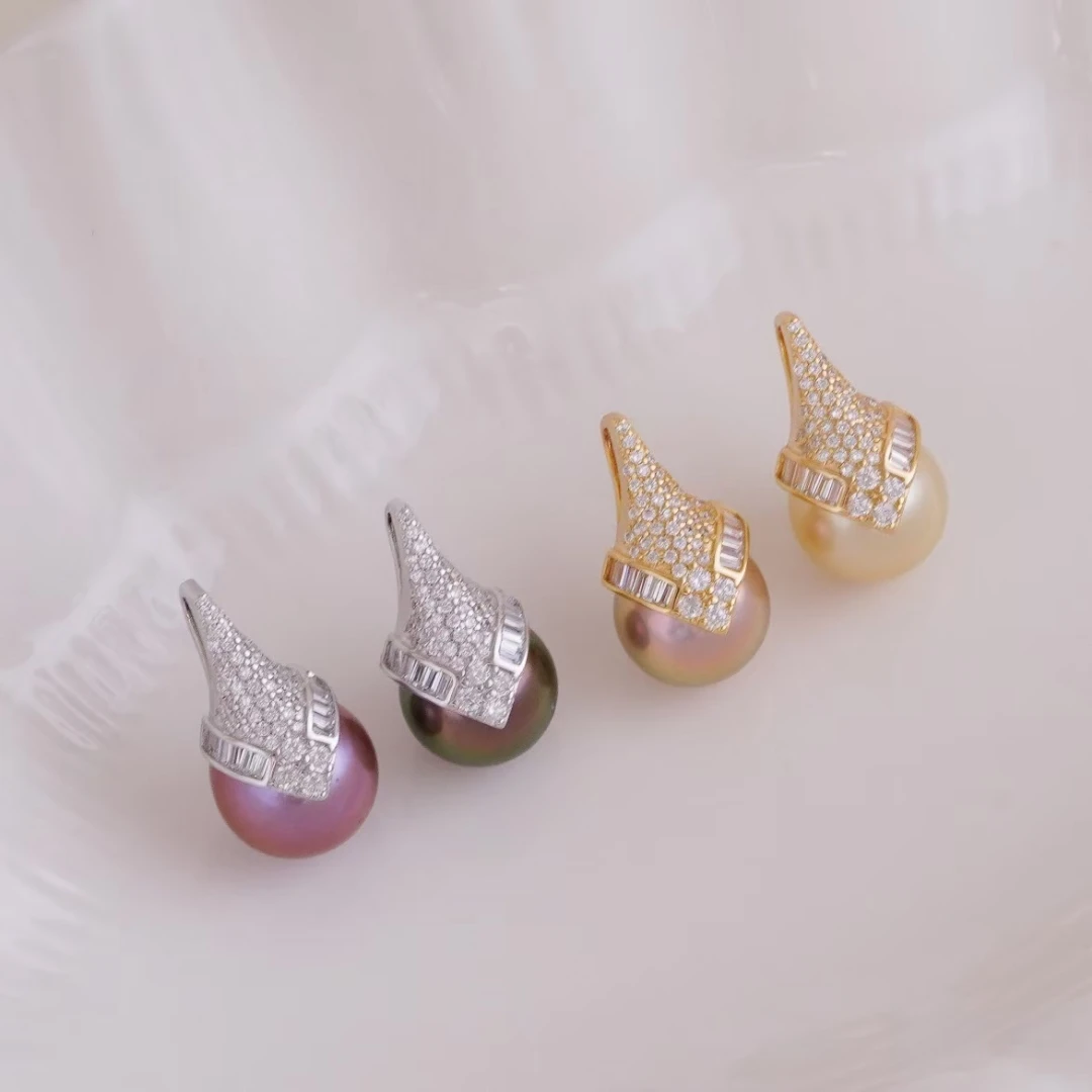 Wholesale 925 Sterling Silver Pendant Mounts Base Findings Settings Mountings Jewelry Fittings for 11-12mm Pearls 3pcs/lot