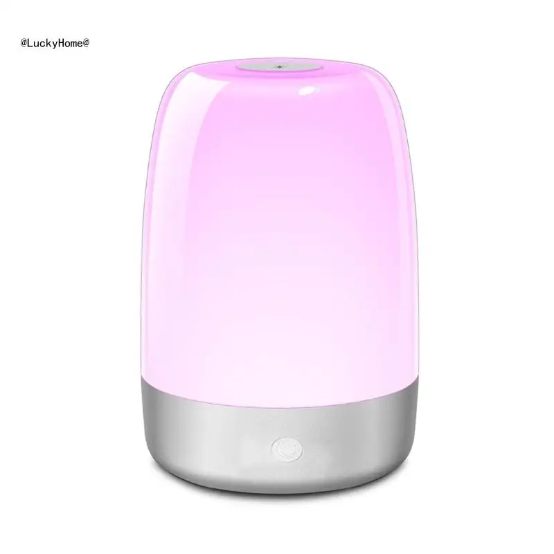 Gentle Wake Up Alarm Clock Option Sunrising Simulated Colorful LED Bedsides Lamp Perfectly For Regular Sleep Schedules 11UA