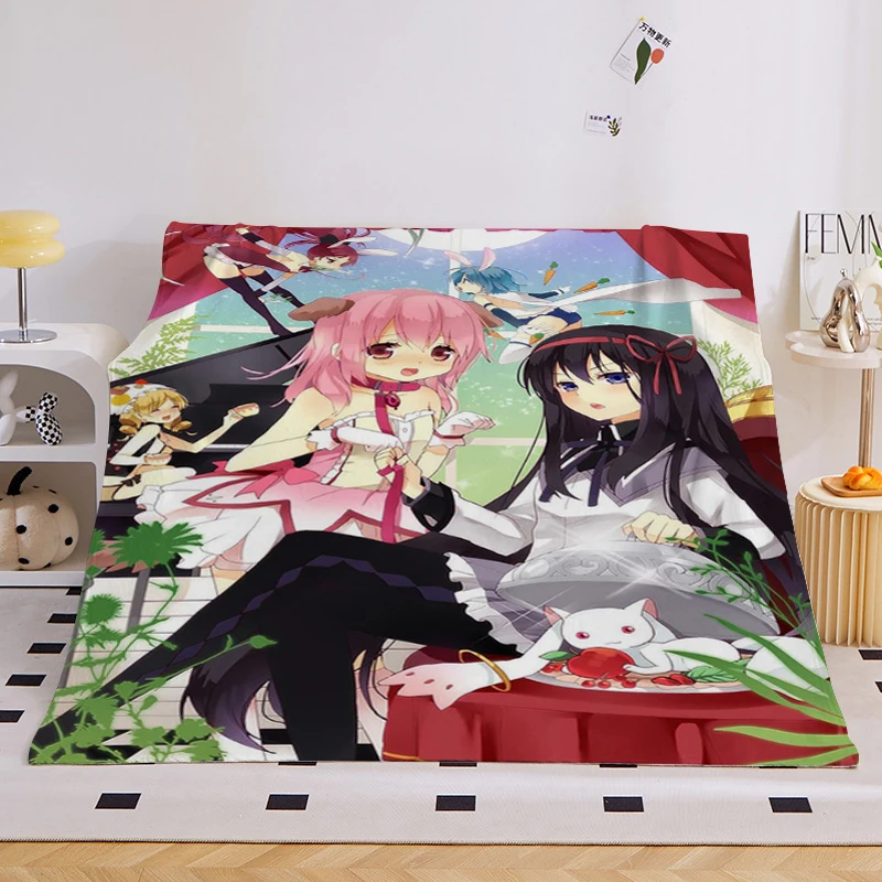 Warm Winter Blankets B-Madoka B-Magica Sofa Bed Fleece Camping Throws Custom Fluffy Soft Blankets King Size Microfiber Bedding