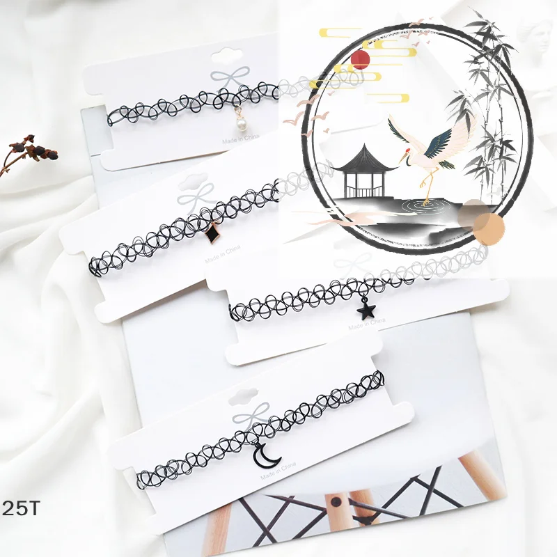 Fashion Choker Necklace Black Clavicle Tattoo Chain Star Pendant Woman Girl Collar Party Jewelry Neck Pendant Necklace