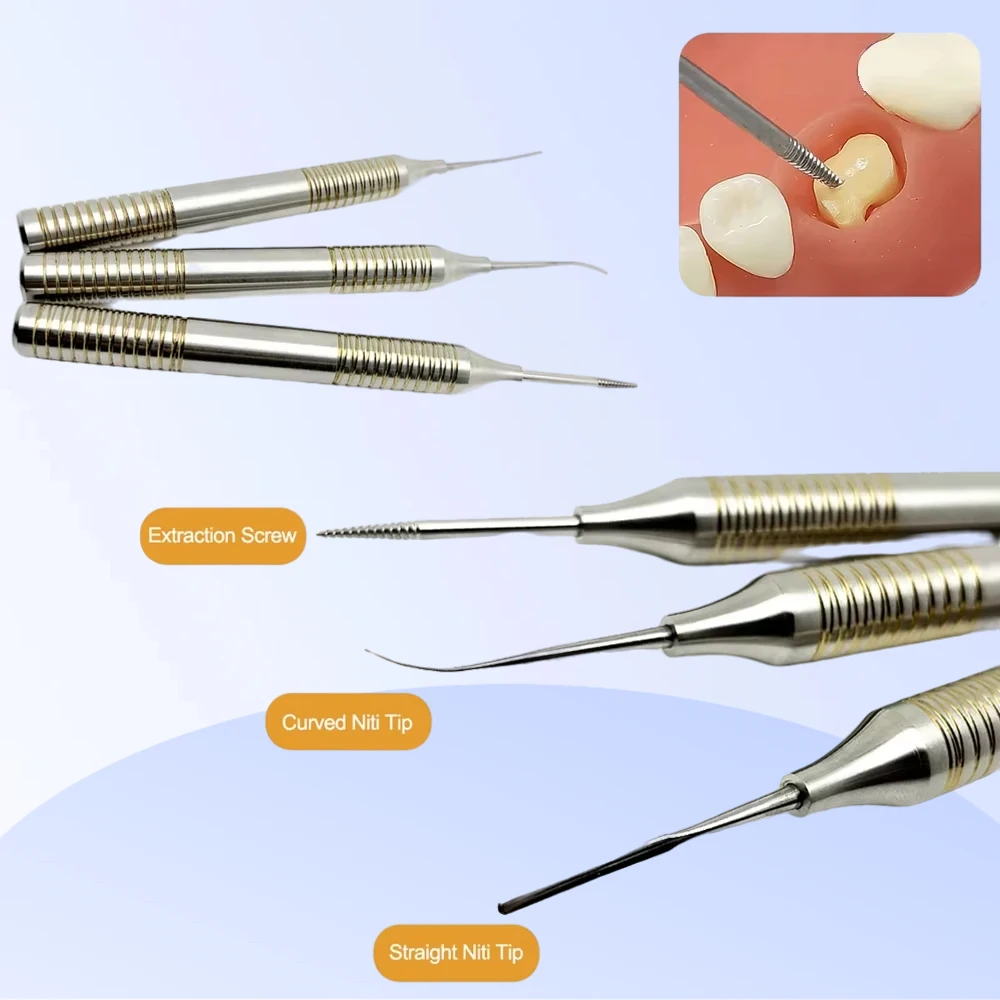 

3Pcs/kit Dental Tooth Extraction Titanium Tip Tooth Extraction Screw Elevator Flexible Dental Instrument Tools