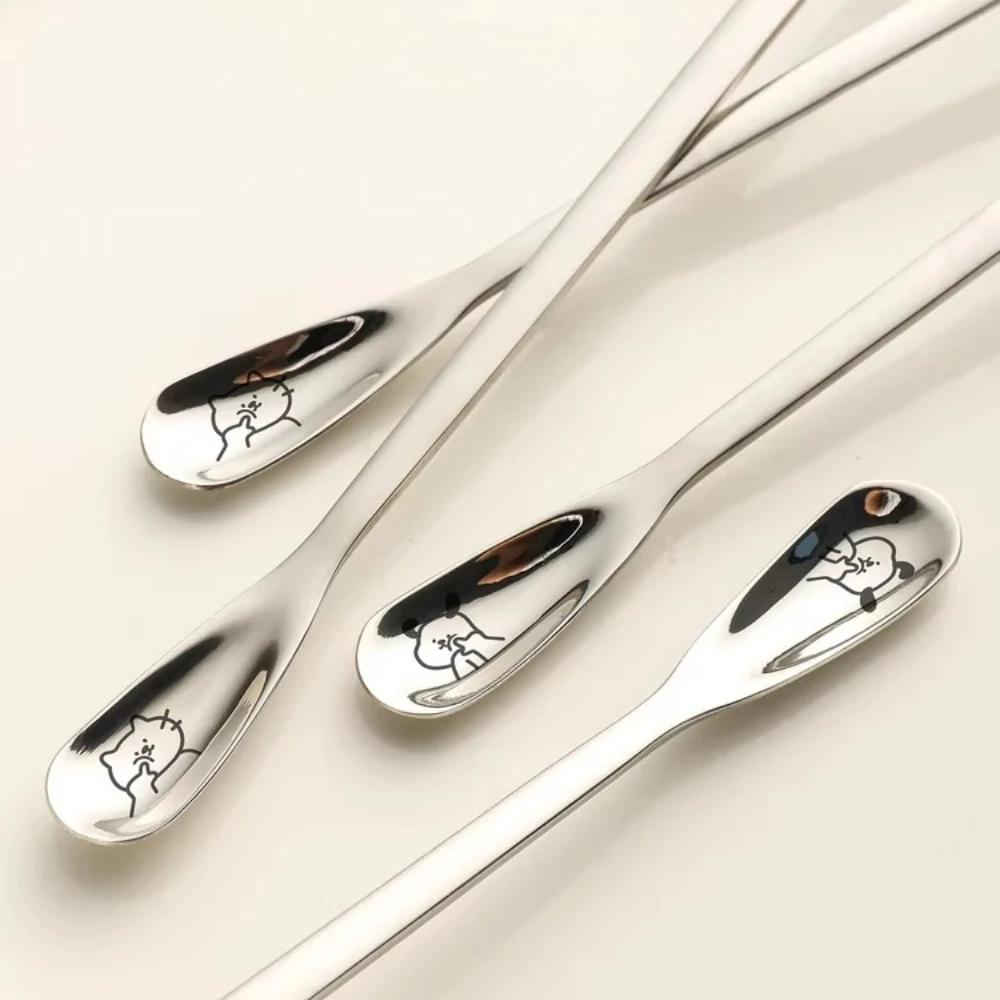 316L Stainless Steel Mixing Spoon Household Cartoon Food Grade Baby Formula Mixing Rod Baby Specific Long Handled Honey Spoon