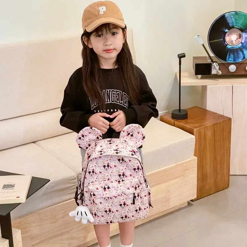 2024 New Cartoon Mickey Minne Large Medium Small Kindergarten Primary School Waterproof  Reducing Burden Girls Capacity Backpack