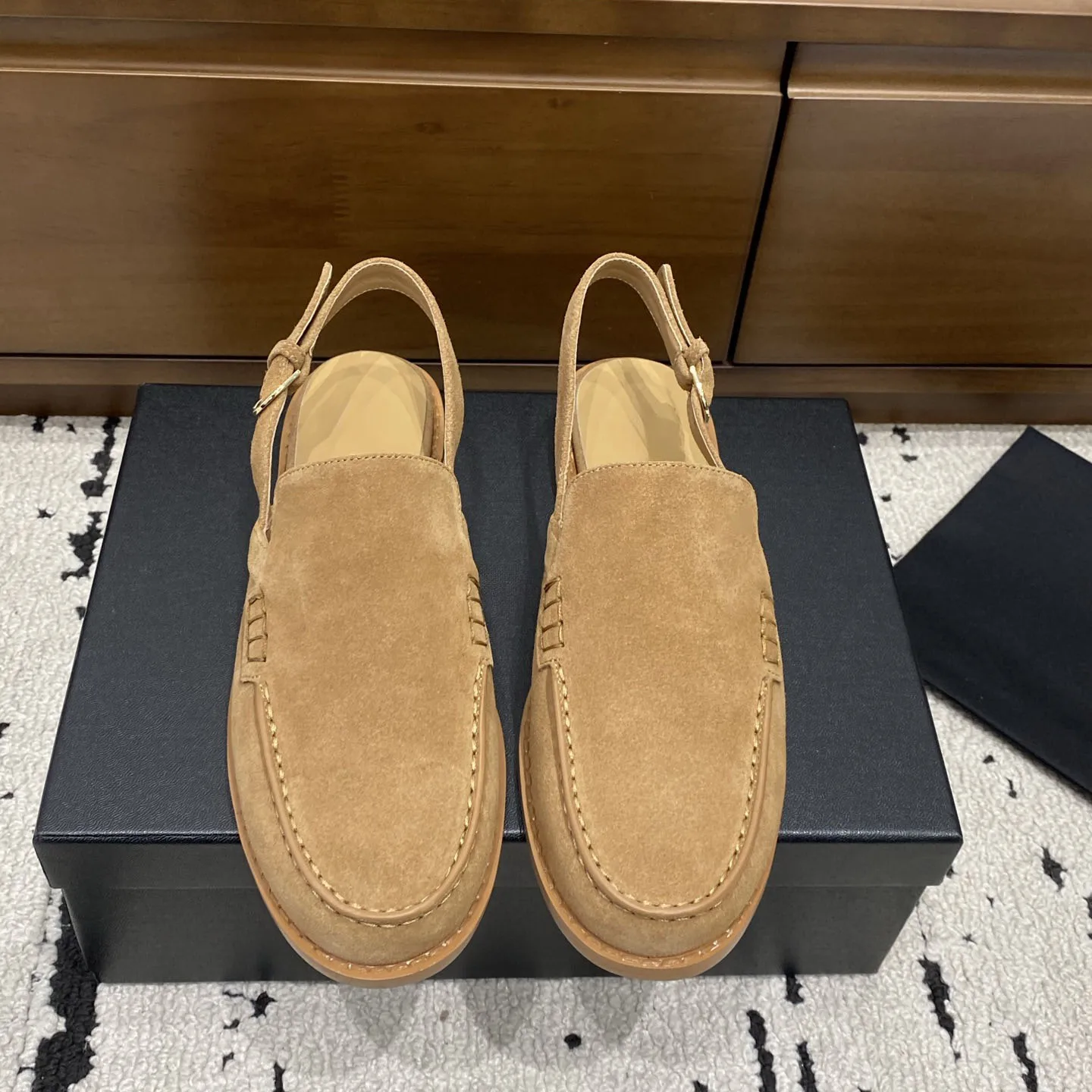 

New Early Spring open heel Sandals, Cowhide Upper, Sheepskin Lining, Decorative Buckle, Ideal for Daily Casual & Streetwear