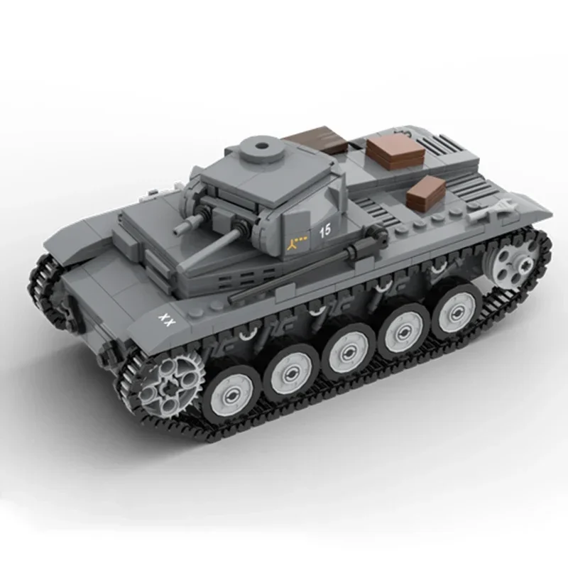 รถทหารรุ่น Moc อาคารอิฐ Panzer II รถถังหุ้มเกราะเทคโนโลยี Modular Blocks ของขวัญของเล่นคริสต์มาส DIY ชุดประกอบ