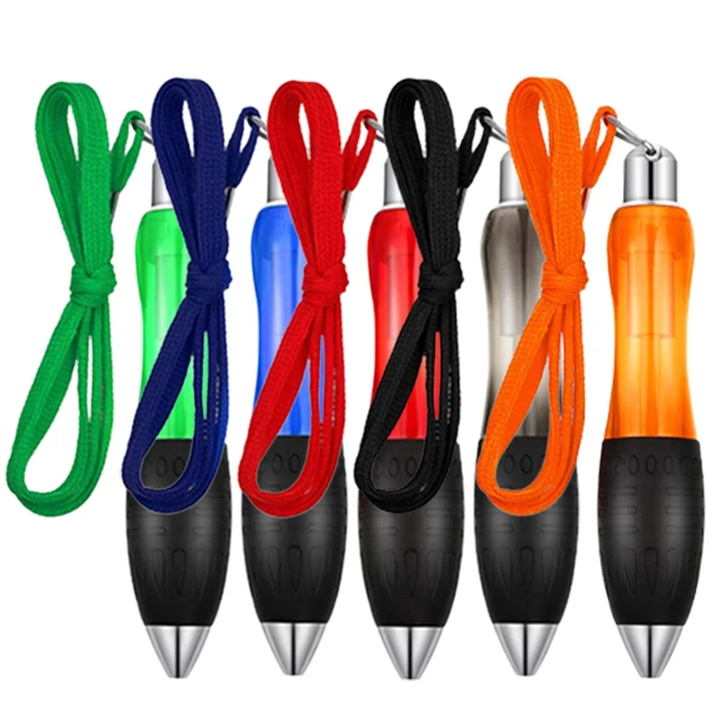 20Pcs Big Weighted Fat Pens Retractable Blue Body Ballpoint Pens with Hanging Rope Large Wide Grip Pens