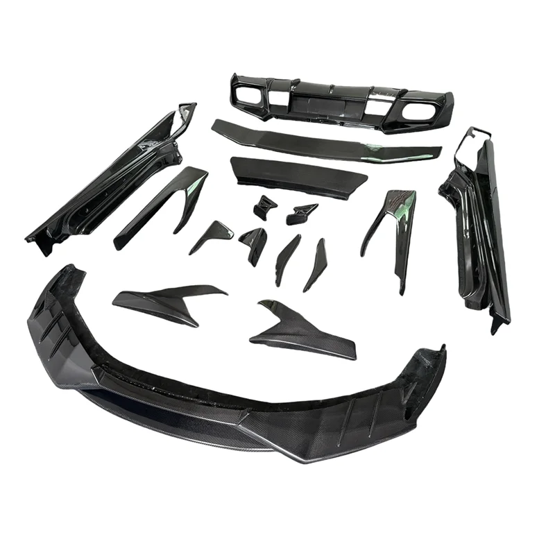 رجل سوري نمط ألياف الكربون طقم الجسم الجبهة الشفاه الجانب تنورة الناشر سبويلر لامبورغيني HURACAN LP580 LP610 #1