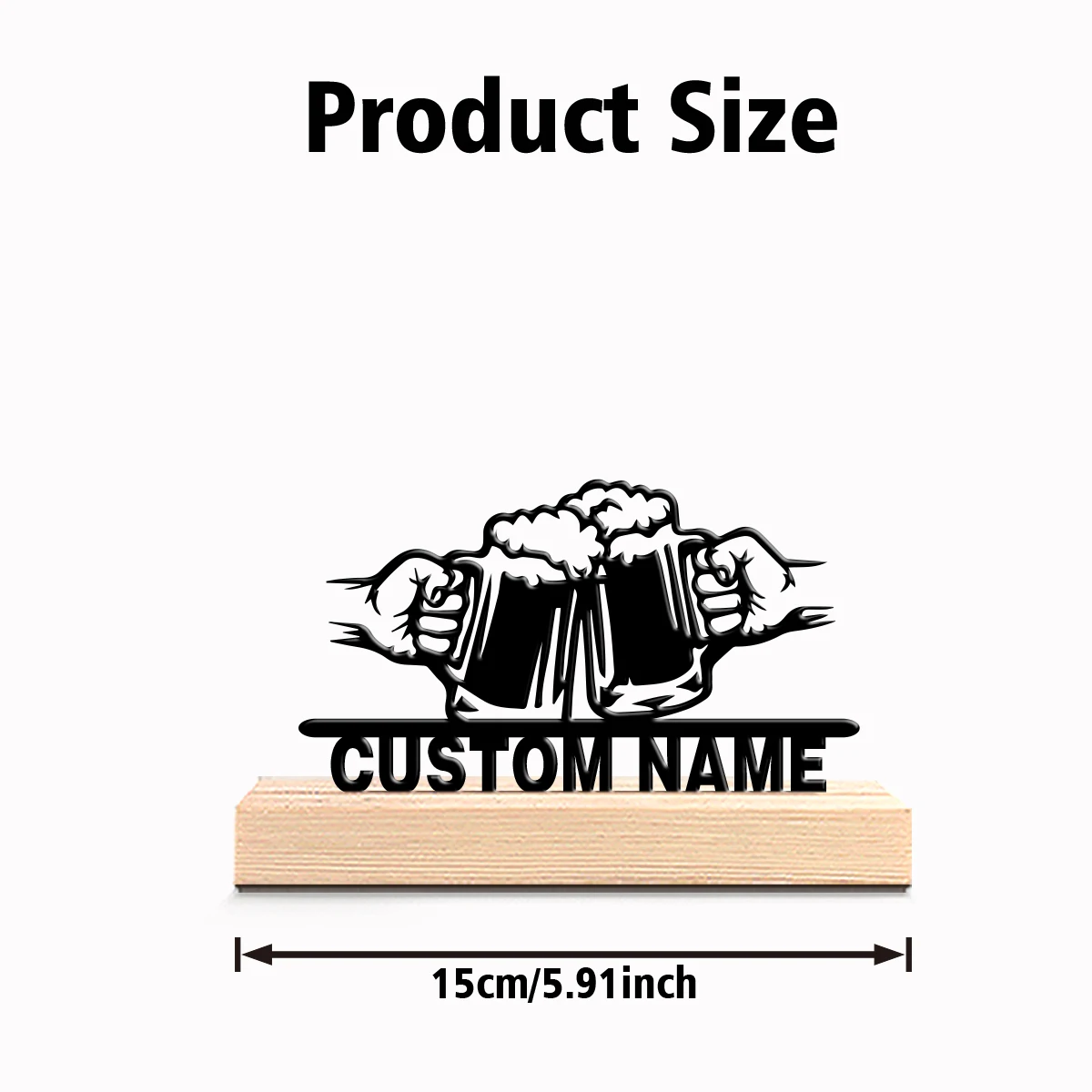 A nostalgic retro custom item Cheers with beer Vintage wrought iron solid wood base frame decoration Suitable for desktop decor