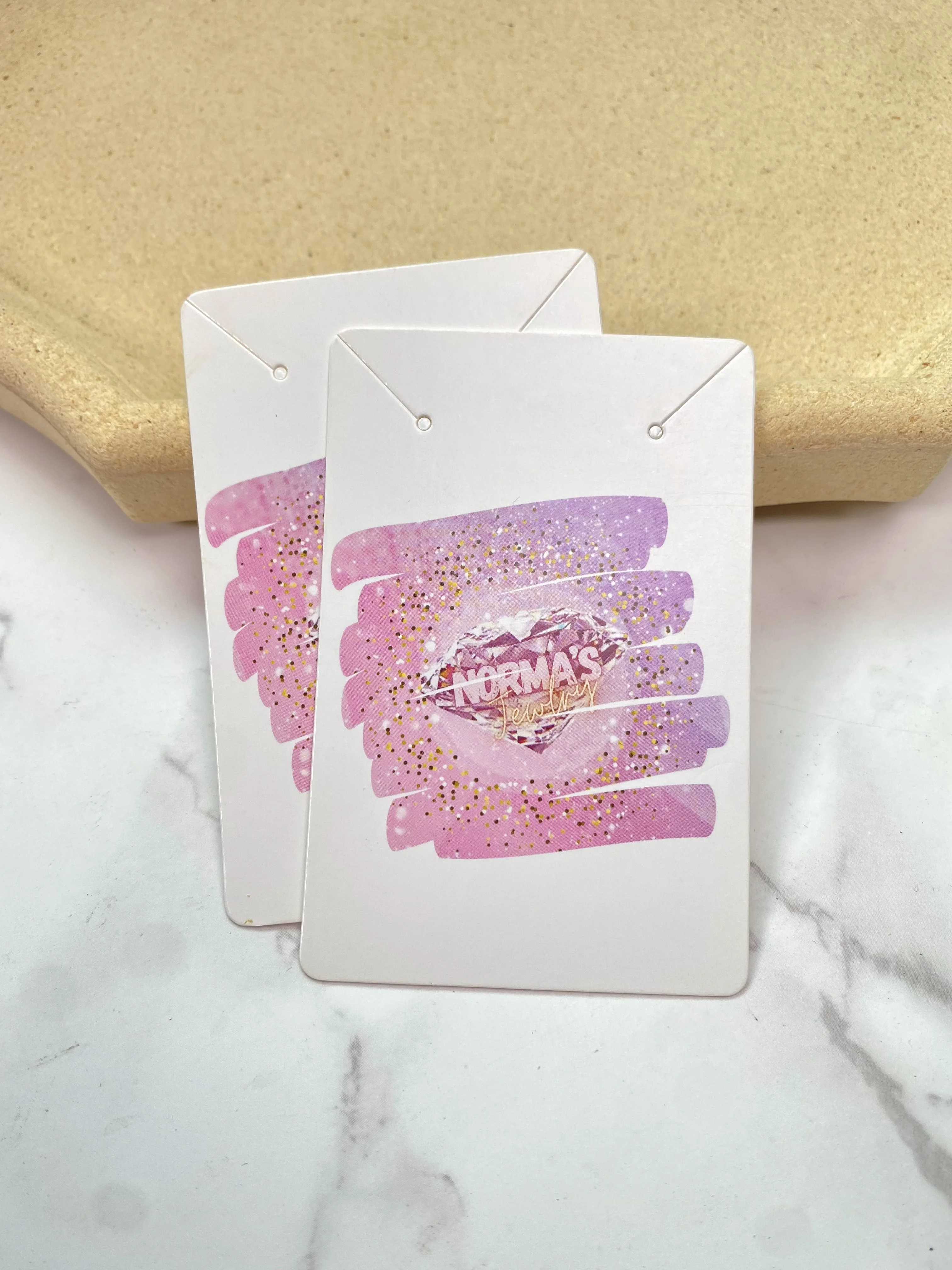 100 قطعة شعار العلامة التجارية المطبوعة مجوهرات مخصصة التعبئة بطاقة قلادة أقراط حامل عرض موقف شكرا لك بطاقات الأعمال بالجملة #4