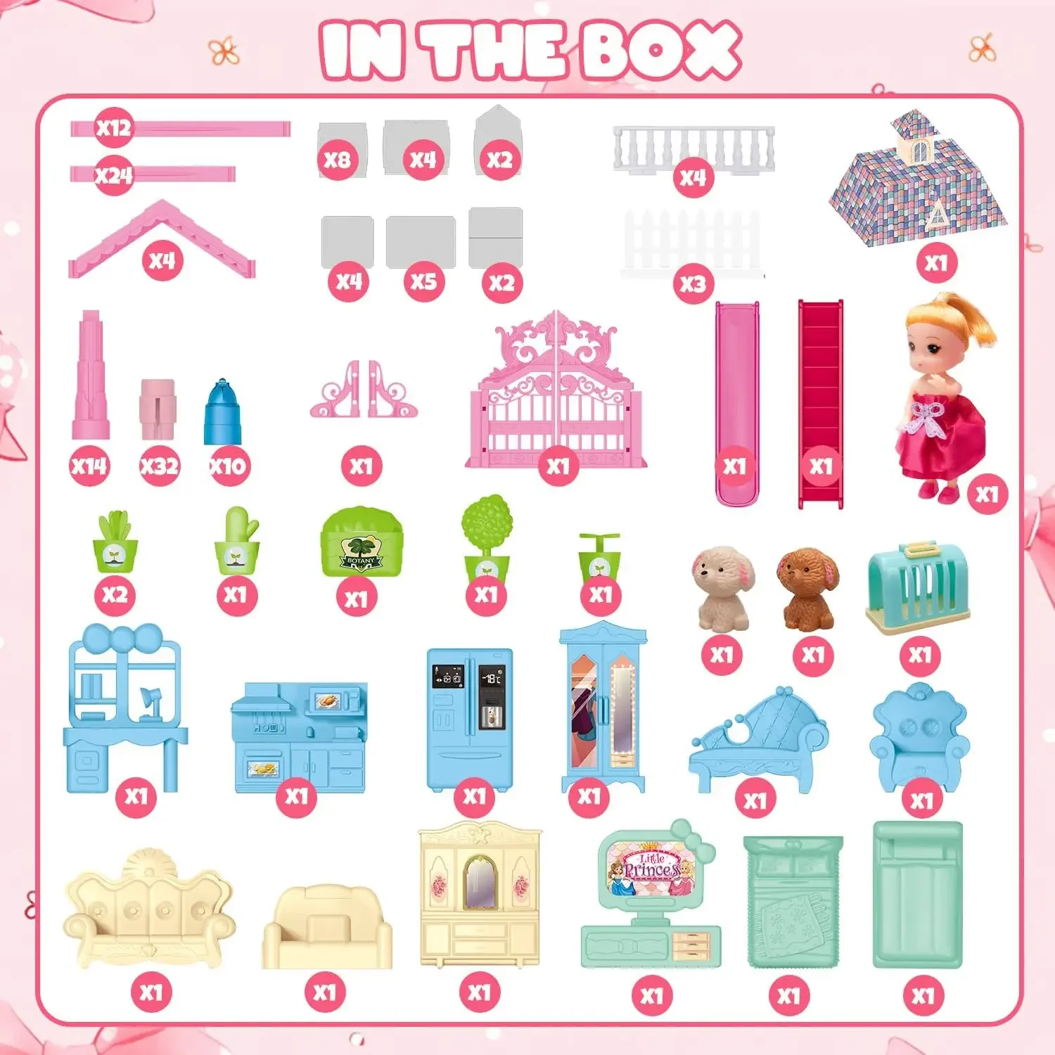 女の子のための明るいドールハウス,プリンセスプレイハウスセット,家具アクセサリー,シミュレーションゲーム,誕生日プレゼント