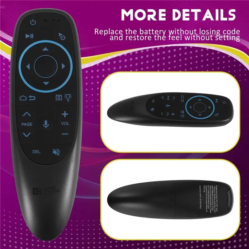 ABKQ-G10S Pro BT Airmouse Backlit Voice Remote Control Wireless For Google Player IR Learning G10 Gyroscope For Android TV Box