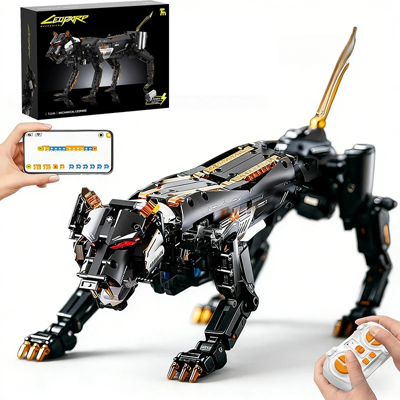 3 Types Creative STEM Programmable Dark Night Mechanical Leopard War Robot Dog Building Blocks Construction Bricks Toy Gift