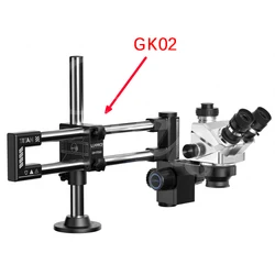 LUOWEI LW-GK02 Biaxal supporto per microscopio a doppio braccio supporto per messa a fuoco mobile in lega di alluminio staffa di Base per laboratorio industriale PCB