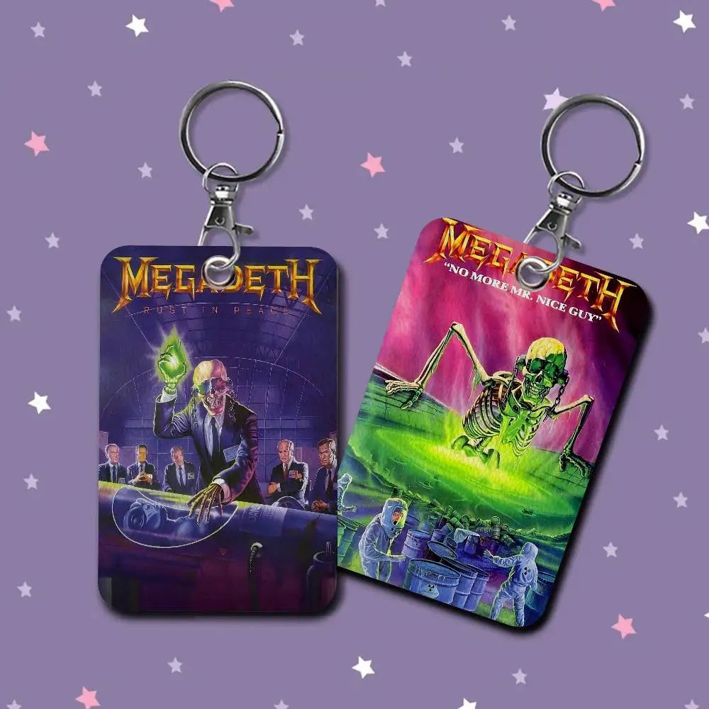 Megadeth Heavy Metal Band Style PU Access Card Holder with Keychain - Executive Protection for Bank card,Subway, Bus Card case