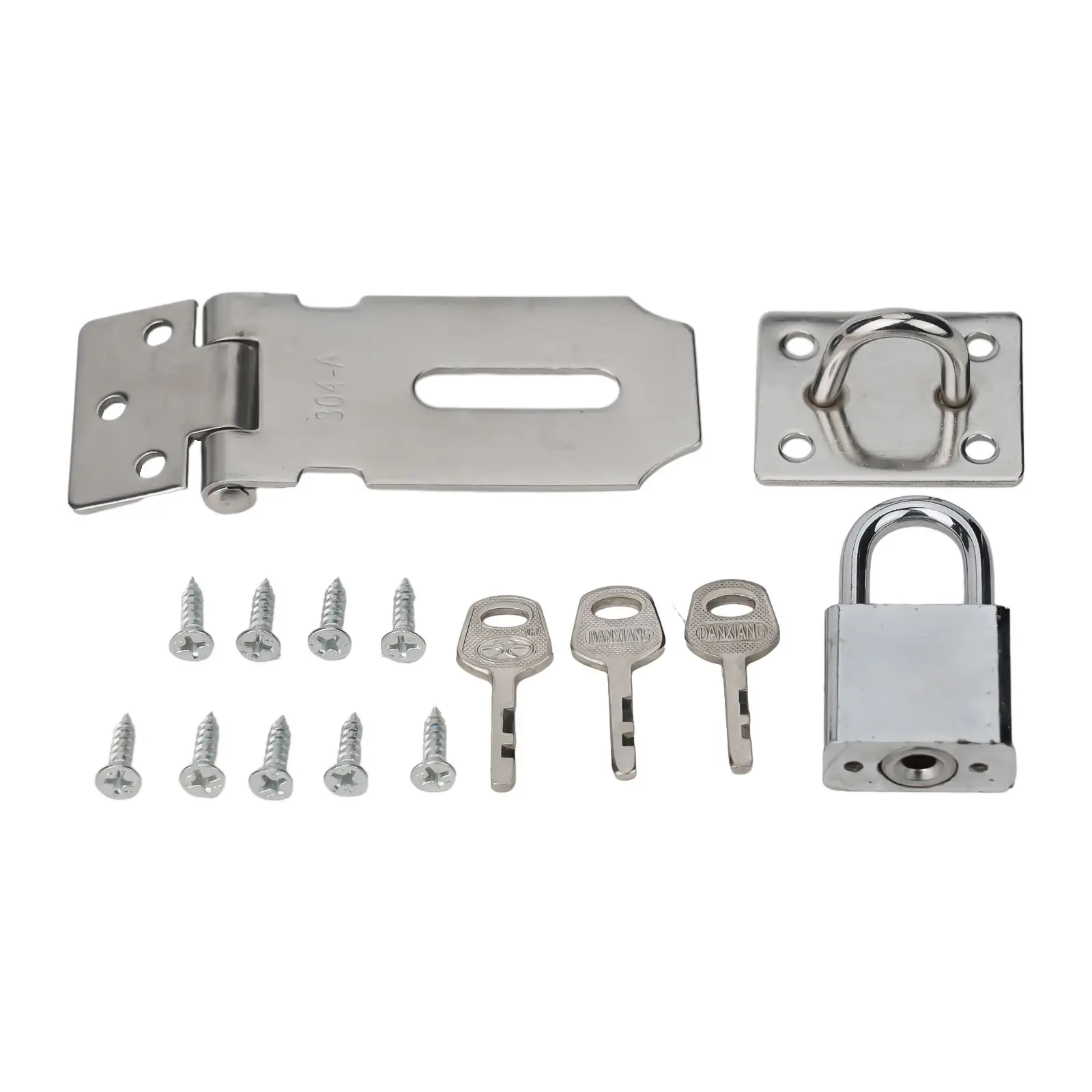 Door Clasp Burglar-proof Clasp Hasp Hardware Lock Set Hasp Household Shed Latch Padlock Stainless Steel  Door