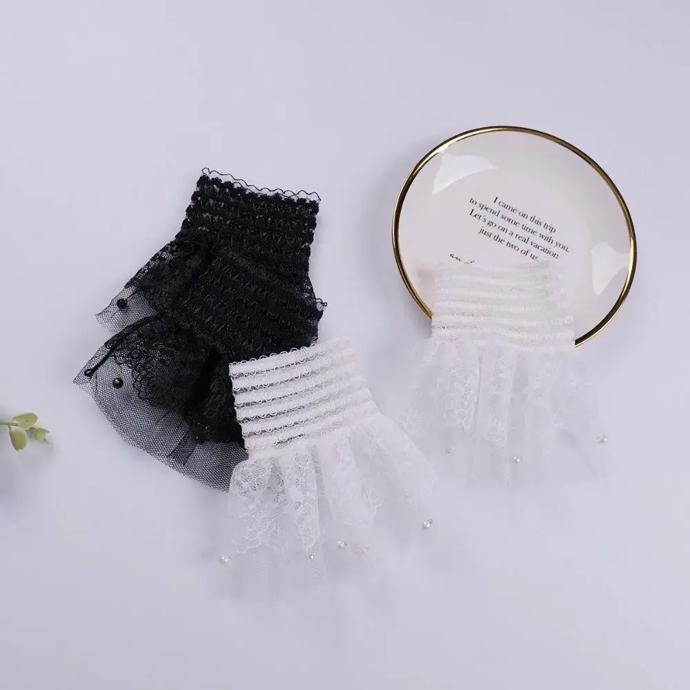 

New Mesh Pearl Fake Cuff Detachable White Black False Sleeve Cuffs Wrist Cuff Photography Props
