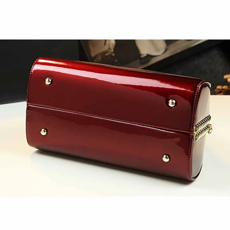 Glossy Patent Leather Handbag For Women Crossbody Bag Top Handle Tote Evening Shoulder Wedding Satchel Retro Purse