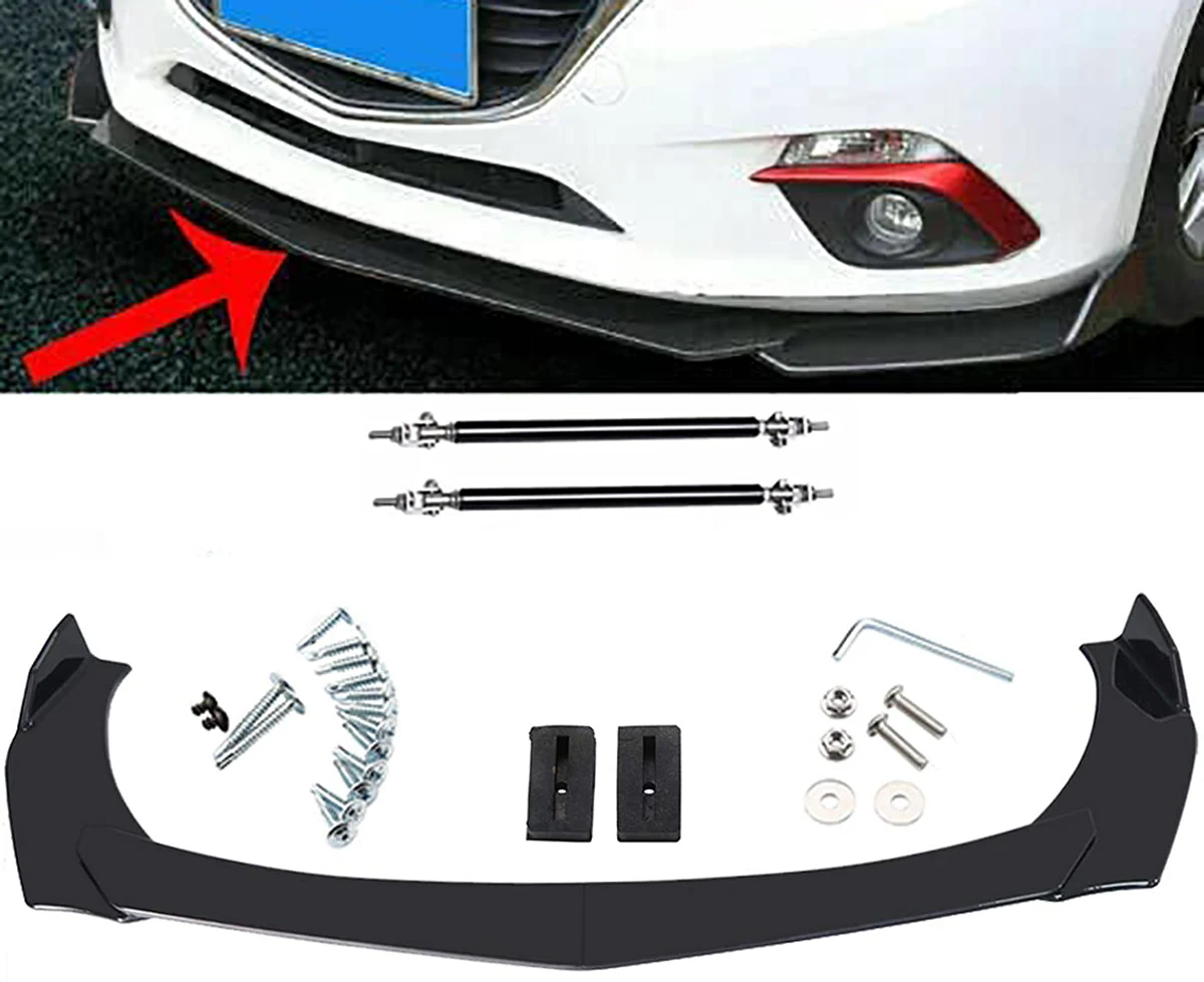 Universal Front Bumper Lip Body Kit Spoiler For Honda Civi BMW Audi Benz Mazda with stud support bar