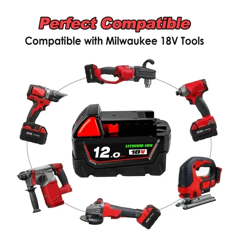 For Milwaukee 48-11-1852 M18 LITHIUM XC 12Ah Extended Capacity Battery for Milwaukee 48-11-1850 48-11-1840 Cordless Power Tools