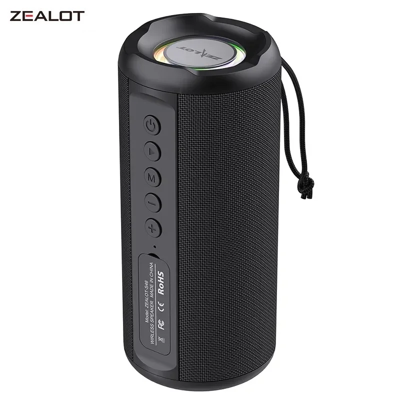 ZEALOT S46 Bezprzewodowy głośnik Bluetooth, radio, obsługa podwójnego parowania, USB, karta TF, AUX, mikrofon, wodoodporny głośnik zewnętrzny