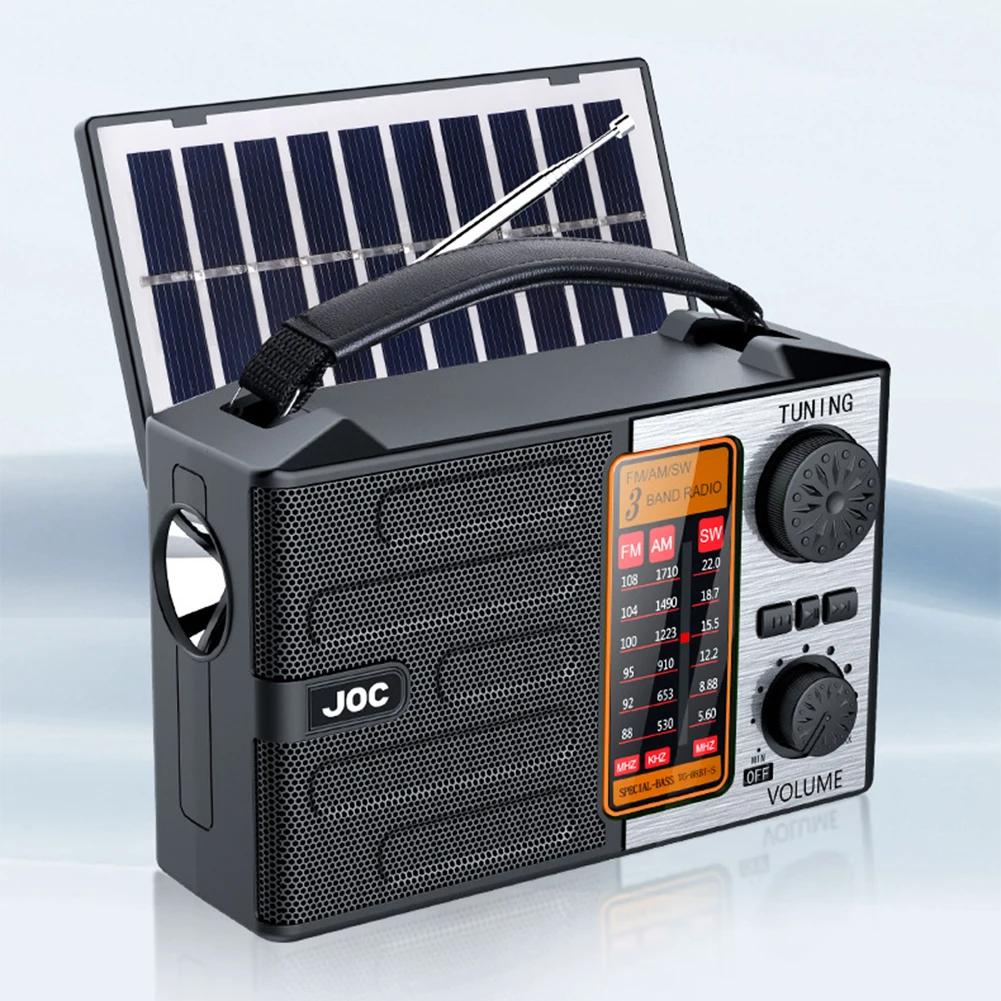 Przenośne radio FM/AM/SW z pełnym zakresem radia słonecznego z latarką LED Odbiornik radiowy awaryjny Głośnik Bluetooth do biwakowania na świeżym powietrzu