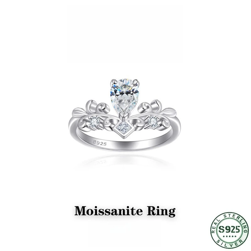 Hot selling 100% S925 silver moissanite ring design, patterned leaf ring, light luxury silver jewelry ring, wedding jewelry