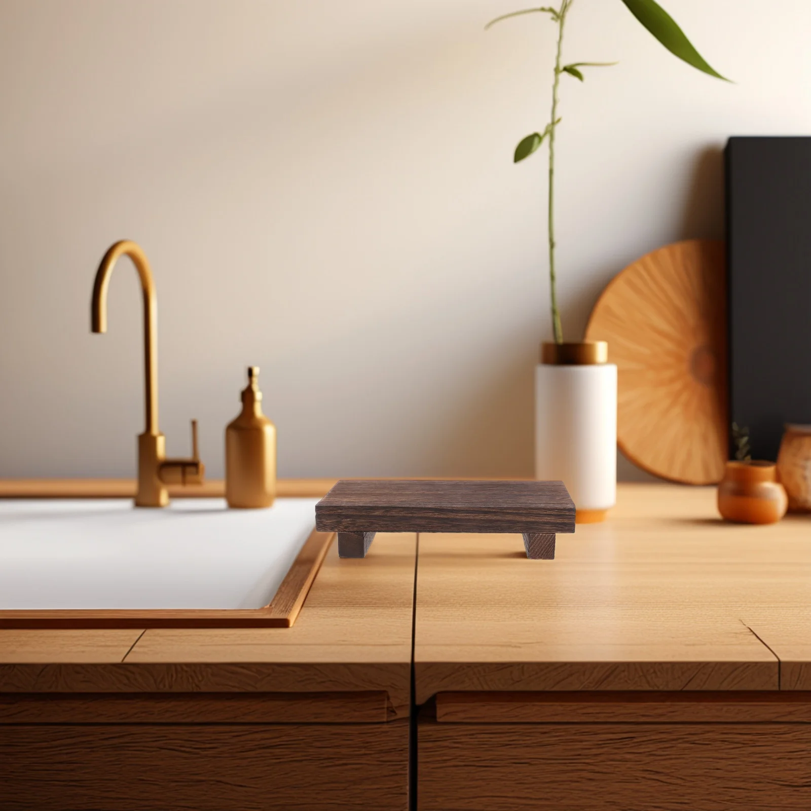 Pequeno pedestal de madeira suporte vaso de flores rack banheiro contador organizador rústico fazenda saboneteira dispensador bandeja pia da cozinha