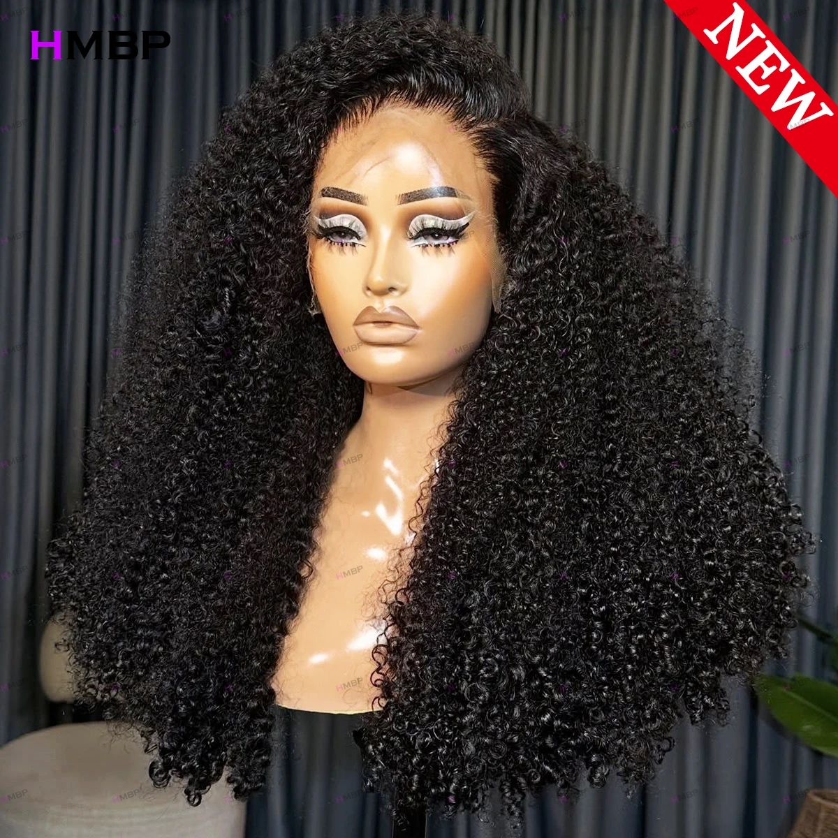 

450% Density Afro Kinky Curly Wigs Glueless Lace Frontal Wig Human Hair Ready To Wear 13x4 HD Transparent Lace Frontal Wig HMBP