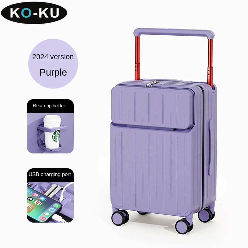 

KO-KU Wide Trolley Luggage 2024 New Trolley Case 20 Inch Front Opening Password Boarding Box Multifunctional Suitcase