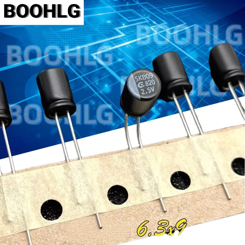 10PCS 820uF 2.5V 2.5V 820uF Black High Temperature Resistant Direct Insertion Solid-State Capacitor with Low ESR