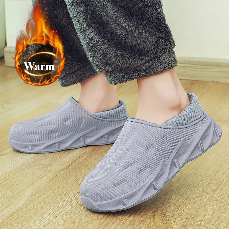 Men shoes Winter Warm Slippers Cotton Slippers Outdoor Men's Couple Home Bedroom Plush Slippers House Shoes slide Male sneakers