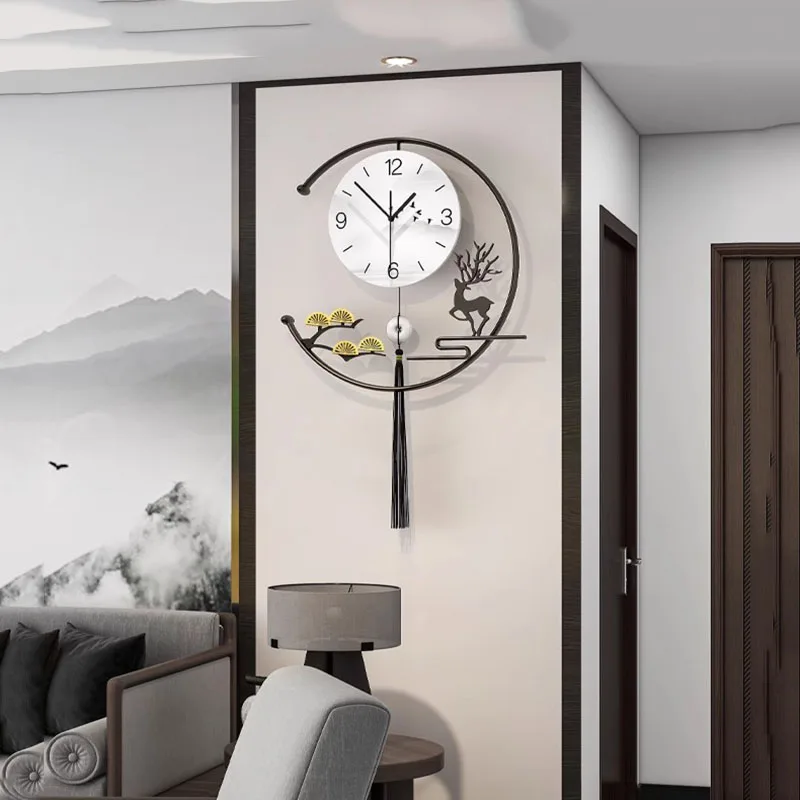 

Oriental Art Vintage Wall Clock Quiet Animal Metal Simple Wall Clock Bedroom Cute Hanging Reloj Pared Decorativo Room Decoration