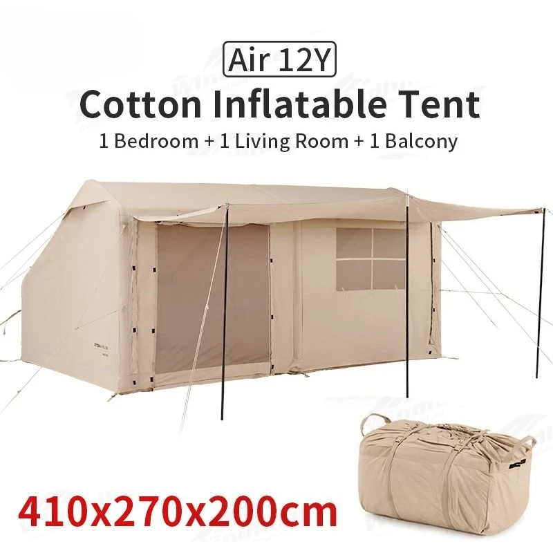Air Cabin Tent Inflatable Wall Camping Tent for 2-4 Person Family Group Travel Camping House Two Rooms Aluminum Alloy