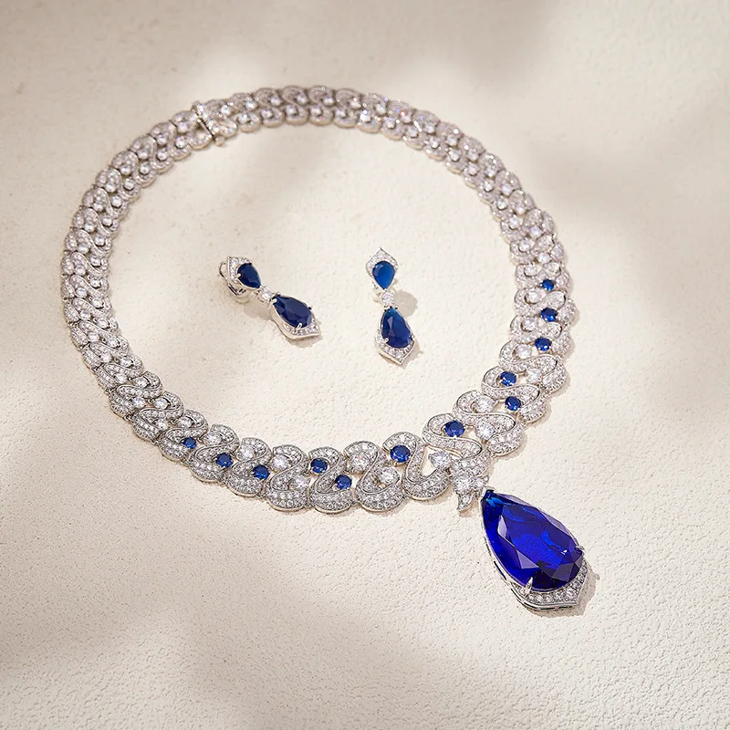 Summer 2026 High-end Women's Zircon pendant jewelry Set, Light Luxury Evening Earrings, Necklace, Wedding Accessories